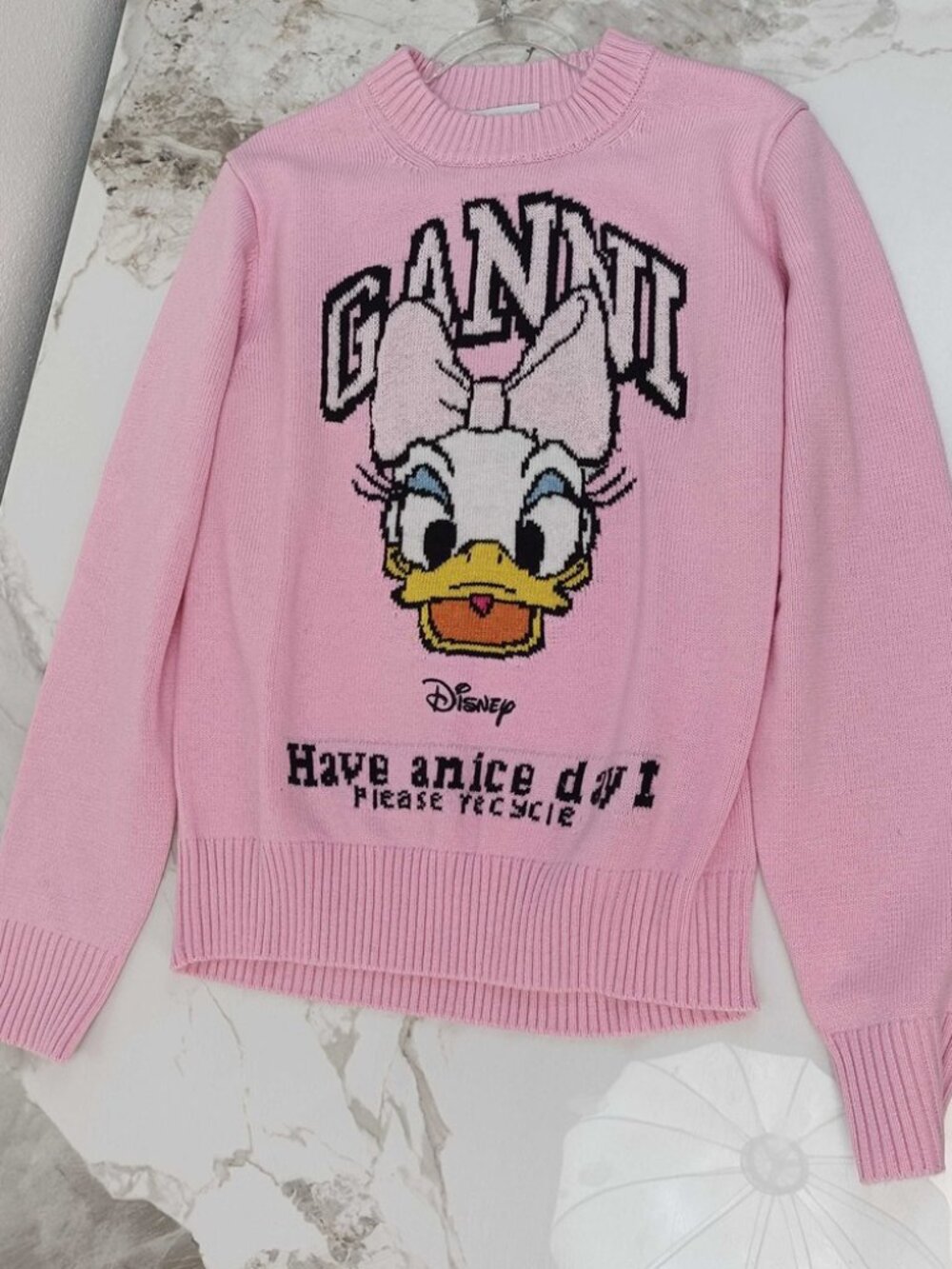 Ganni x Disney Pink Daisy Duck Crewneck Sweater